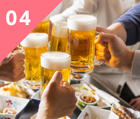全てのプランに飲み放題がついています