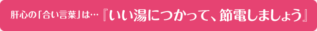 肝心の「合い言葉」は・・・『いい湯につかって、節電しましょう』